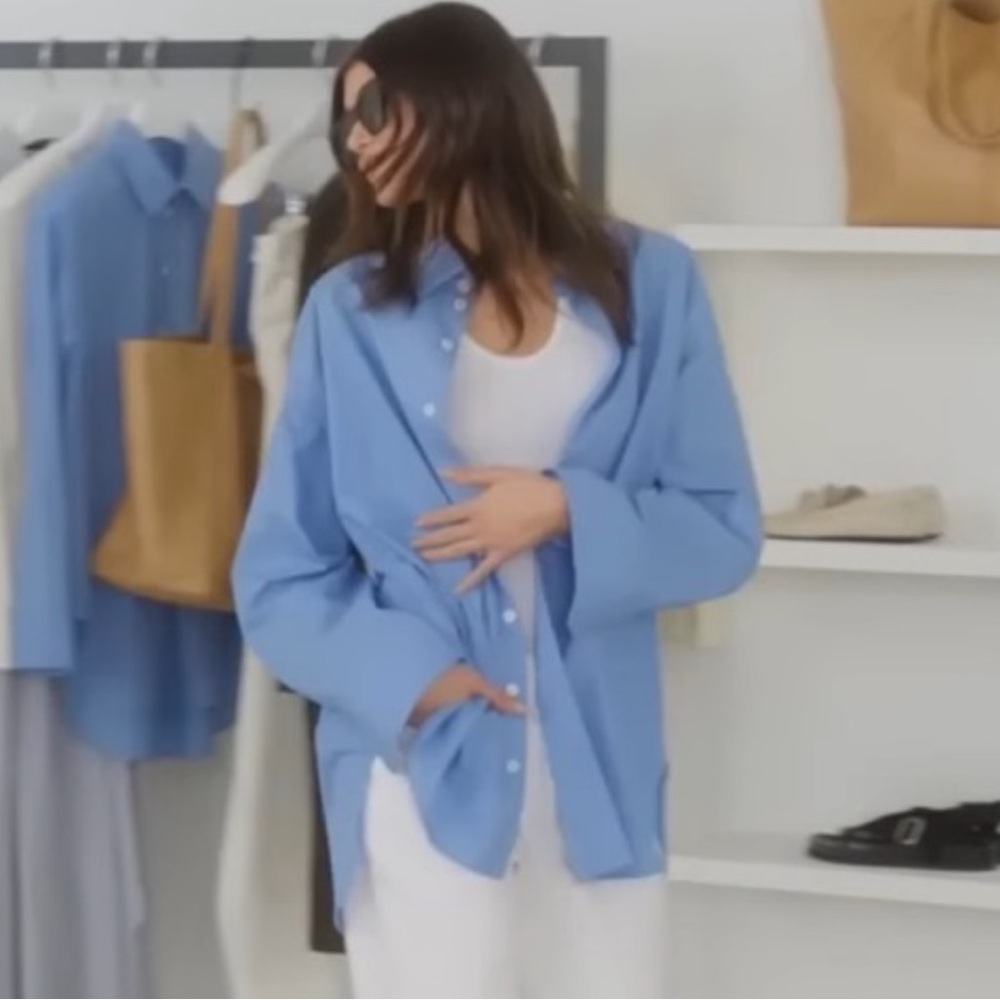 Zara Light Blue Button-Up Shirt 100% Cotton